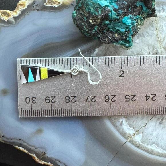 Starllie & Sheryl Edaakie Sterling Multistone Inlay Dangle Earrings For Women #8 - Picture 10 of 10